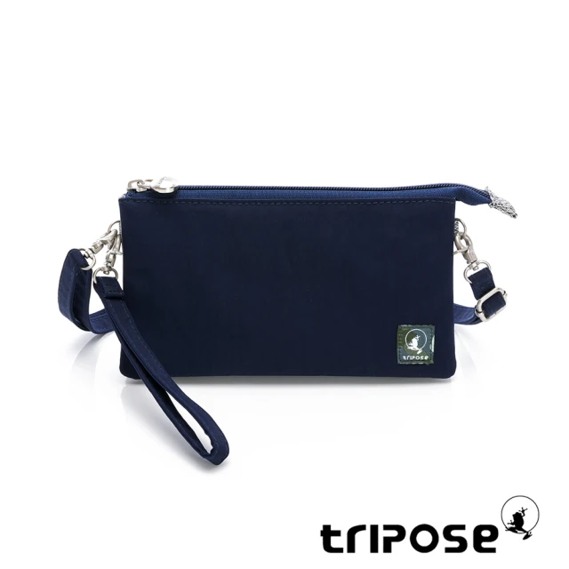 tripose 漫遊系列岩紋簡約微旅手拿/側肩包(深海藍)