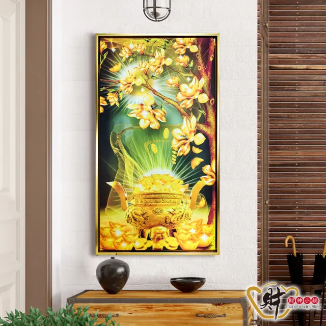 財神小舖】招財藝術風水噴畫帶畫框7款任選(38*68cm 高雄進寶財神廟招財