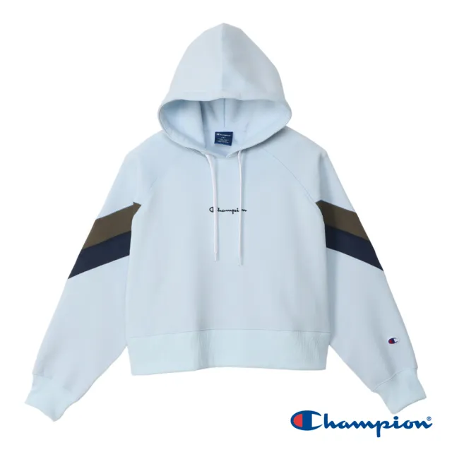 【Champion】官方直營-SPORTS 刺繡草寫LOGO磨毛寬版連帽TEE-女(4色可選)