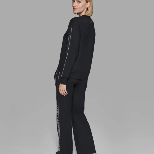 【KARL LAGERFELD 卡爾】晶鑽LOGO運動衫 黑(原廠公司貨)