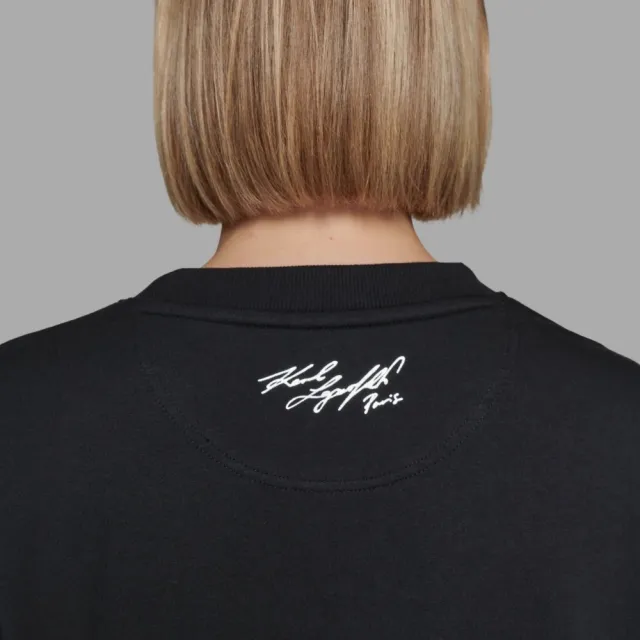 【KARL LAGERFELD 卡爾】晶鑽LOGO運動衫 黑(原廠公司貨)