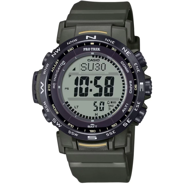 CASIO 卡西歐 卡西歐 PROTREK 多功能太陽能登山錶-軍綠色(PRW-35Y-3B)