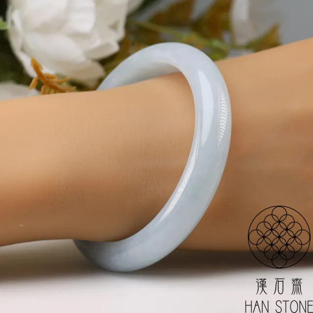 【漢石齋】天然翡翠A貨 手鐲玉鐲 冰糯種紫羅蘭(手圍18.4/版寬11.7mm)