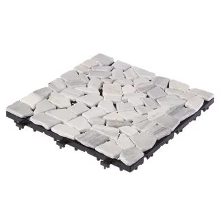 【特力屋】6入組 拼接踏板 灰白大理石 30x30cm
