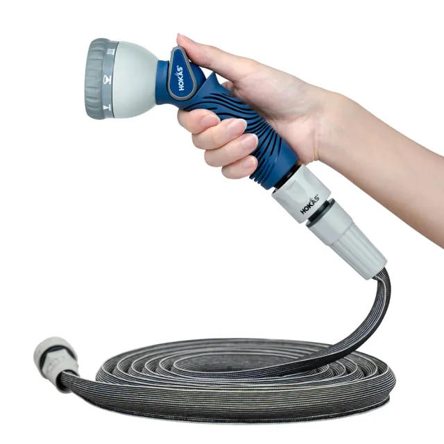 【HOKAS】10米輕巧型伸縮水管套組