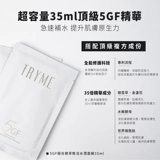 【TRYME 詩朵】肌透光滿水位保濕/5GF極光精萃甦活水潤面膜(各3包組、5片/包)