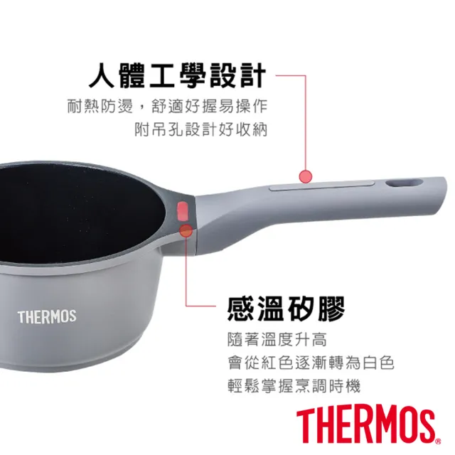 【THERMOS 膳魔師】獨家專售_星曜陶瓷不沾鍋雙耳湯鍋24cm+新一代不沾單柄湯鍋16cm(TFC-W24+TFC-S16N)