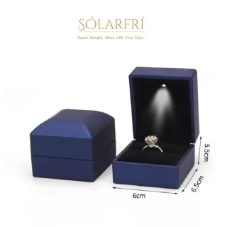 【SOLARFRi】LED燈鑽戒指盒首飾盒 方型優雅氣質感(求婚 訂婚 生日 情人節 七夕 女朋友 老婆 禮物 多色款)