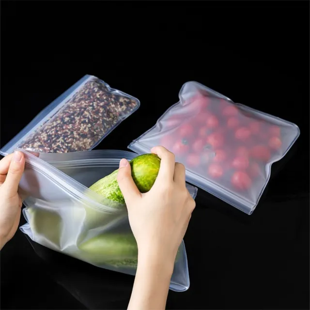 【Dagebeno荷生活】加厚EVA材質冰箱食物保鮮袋 防串味密封食材分裝夾鏈袋(中號2入)