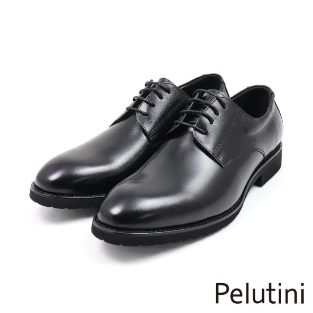 Pelutini 經典系列質感輕量綁帶德比鞋 黑色(412128-BL)