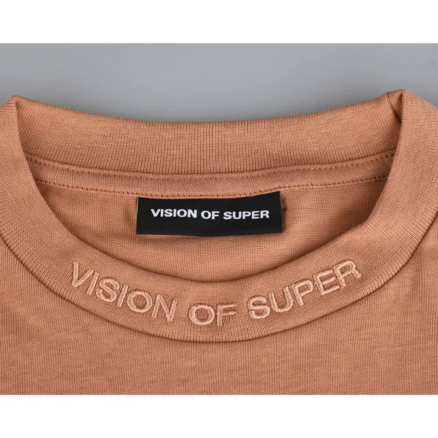 VISION OF SUPER領口LOGO袖口火焰設計純棉短袖T恤(男款/赤陶)