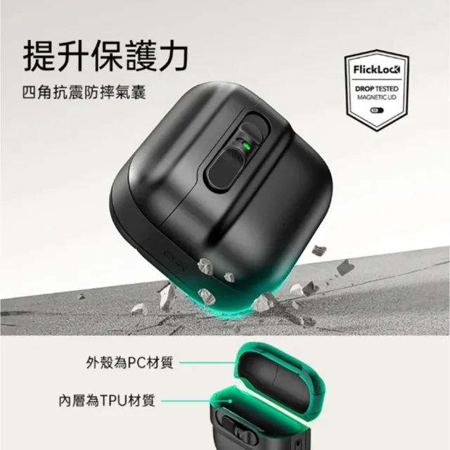 【ESR 億色】AirPods 4 HaloLock 磁電空間 靈護系列 耳機保護套(安全扣設計)