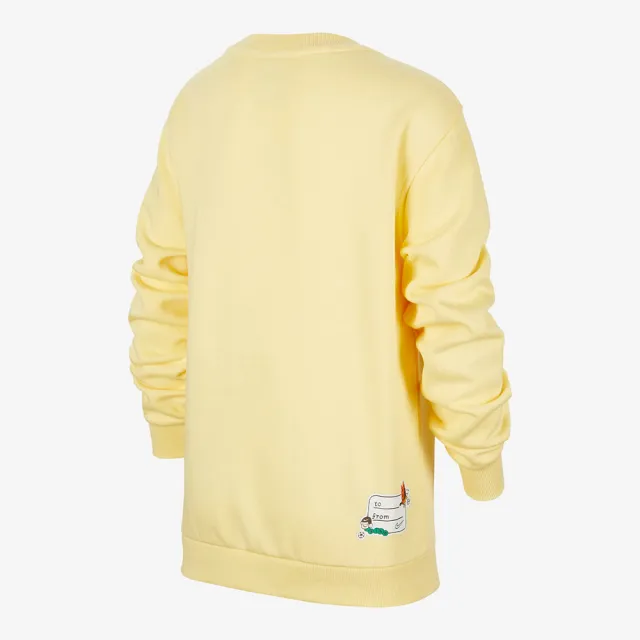 【NIKE 耐吉】長袖上衣 童裝 大童 男女童 運動 磨毛 K NSW CLUB FLC CREW LS GCEL 黃 HQ4885-701