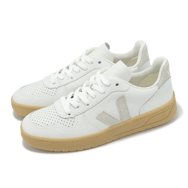 VEJA 休閒鞋 V-10 Leather 女鞋 白 灰 膠底 皮革 經典 小白鞋(VX0203665A)