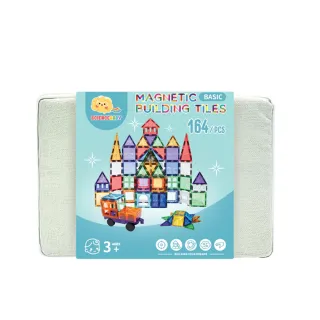 【ScienceBaby】164片 鑽面磁力片 贈收納袋 磁力積木片(益智教具 磁力片積木  MNTL Connetix相容)