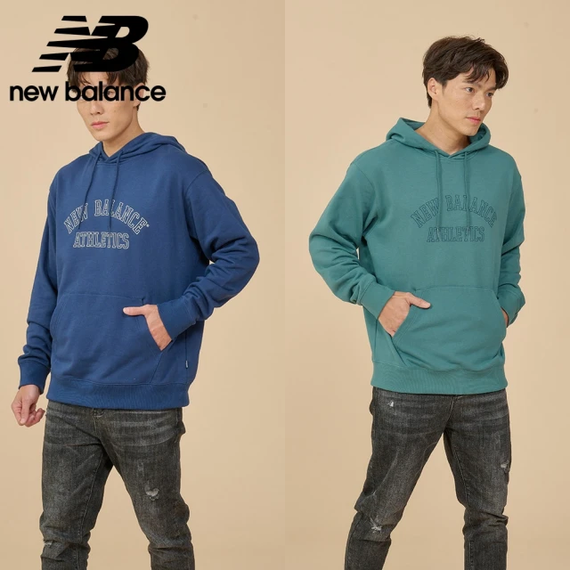 NEW BALANCE NB 刷毛連帽長袖上衣_男性_綠/藍色_MT43509NNY_MT43509NUS(美版 版型偏大)