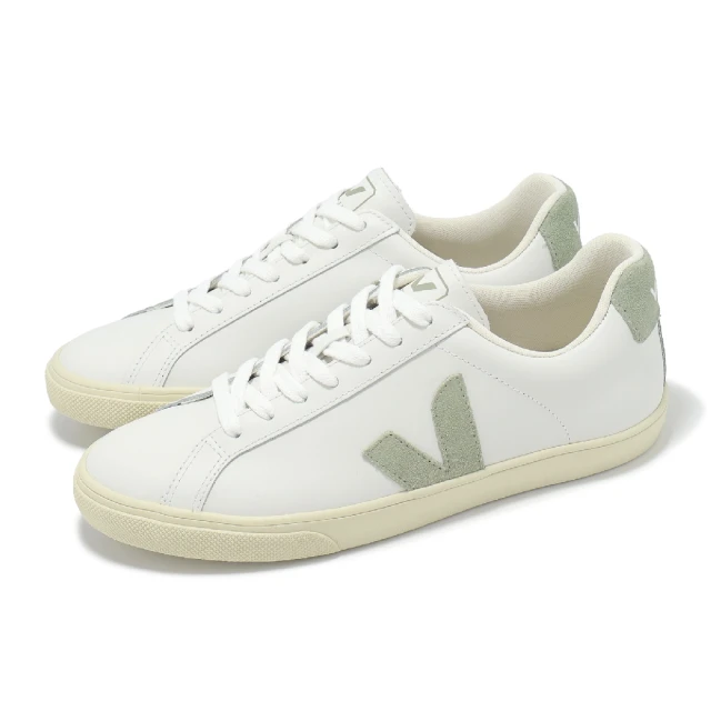 VEJA 休閒鞋 Esplar Logo Leather 女鞋 白 綠 皮革 經典 小白鞋(EO0203710A)