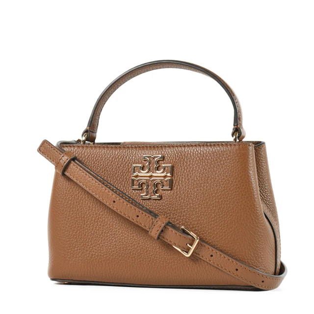 TORY BURCH BRITTEN 荔枝紋手提/斜背二用包-焦糖色/迷你款