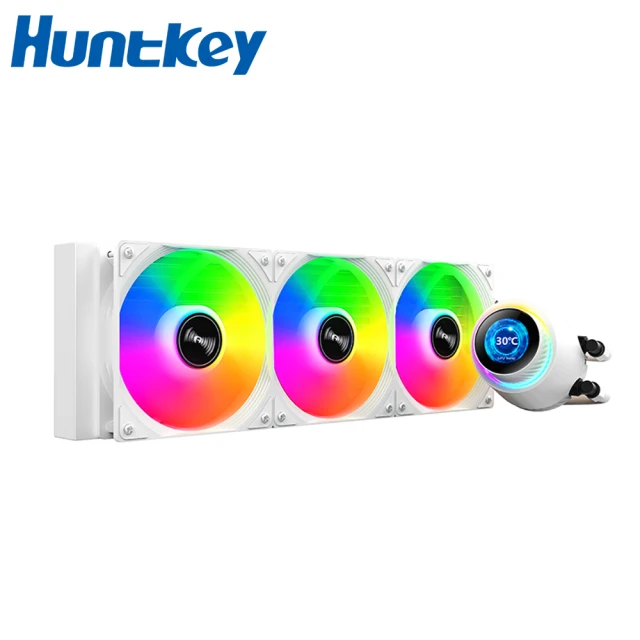 Huntkey 航嘉 GX360R 巨齒鯊 ARGB 360 一體式水冷風扇(白/360水冷)