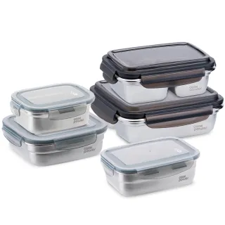 【CookPower 鍋寶】可微波不鏽鋼分隔保鮮盒超值組(多組任選)