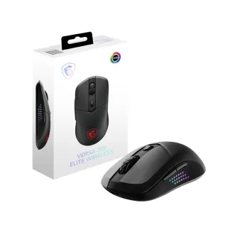 【MSI 微星】VERSA 300 ELITE W 超輕量無線電競滑鼠-65克/ 三模連線/ 鑽石燈影握把