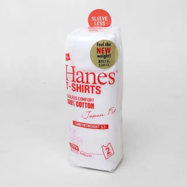 【Hanes】官方直營 女款-JAPAN FIT系列 純棉素面短袖圓領T恤2入組-白色(HW5310-010)-出清品