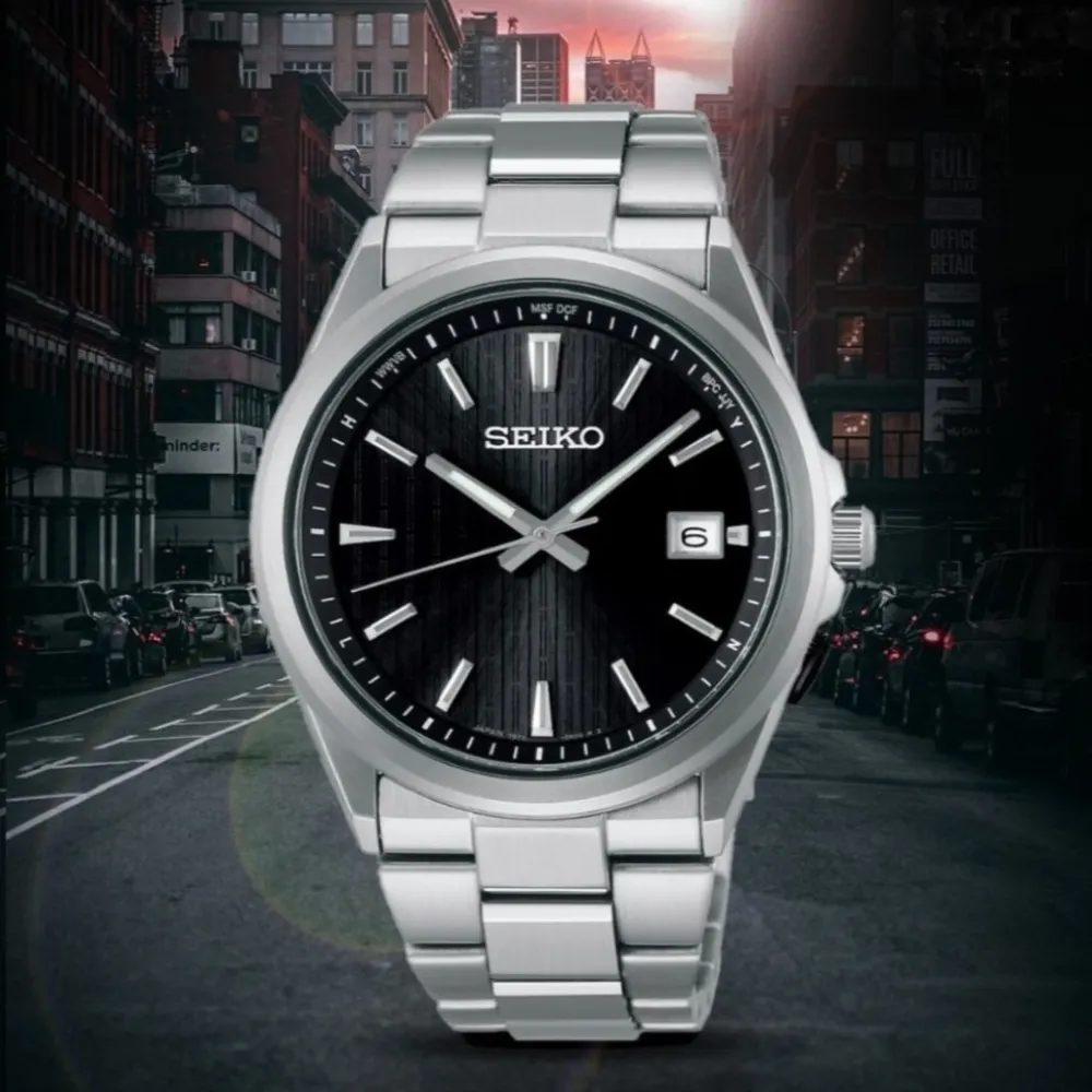 【SEIKO 精工】SPIRIT 時尚簡約 太陽能電波手錶-39.8mm黑(7B72-0AK0D/SBTM351J)