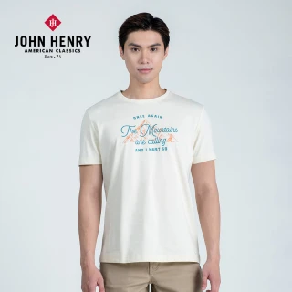 【JOHN HENRY】山脈印花短袖T恤-白