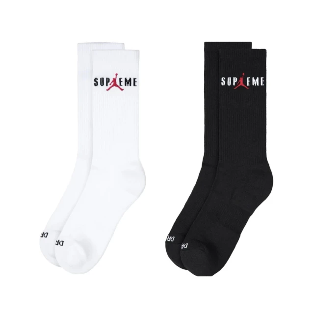 NIKE 耐吉 Supreme x Jordan White Crew Socks 襪子 白色/黑色 HF1398