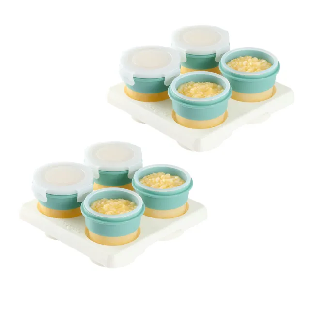 【2angels】矽膠副食品儲存杯120ml  2件組(副食品分裝零食盒 製冰磚盒餐具 蛋糕模具)