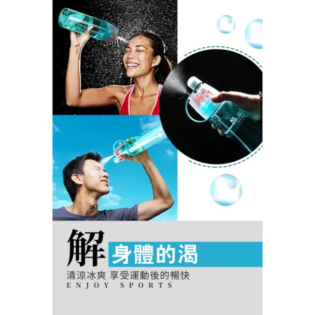 【希賽德】600ML 噴霧水壺 吸管水壺 隨身杯 冷水杯 健身外出杯子 自行車水壺 隨身水壺(戶外用品)