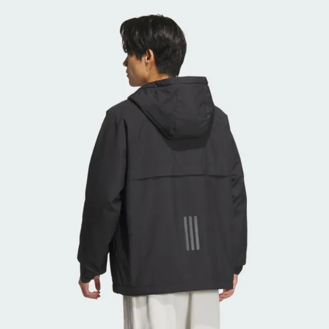 【adidas 愛迪達】TH WARM JKT 黑色 鋪棉 風衣外套 連帽拉鍊 男款 運動 防風 保暖(JI8680)