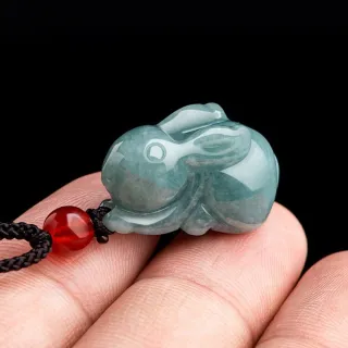 【MoonDy】玉兔項鍊 翡翠 玉石 玉佩 玉墜 兔子項鍊 飾品 吊墜 招財項鍊 開運項鍊 項鍊情侶