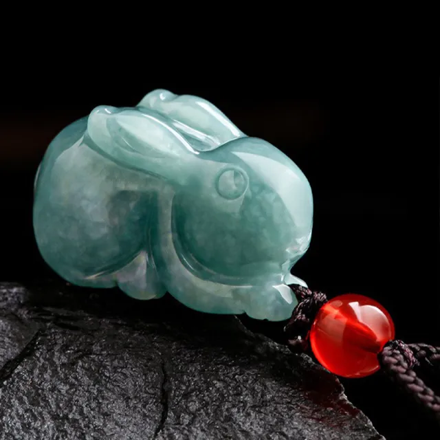 【MoonDy】玉兔項鍊 翡翠 玉石 玉佩 玉墜 兔子項鍊 飾品 吊墜 招財項鍊 開運項鍊 項鍊情侶