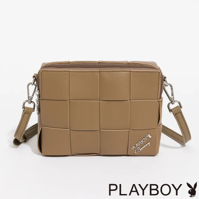 【PLAYBOY】斜背包 Weave系列(咖啡色)