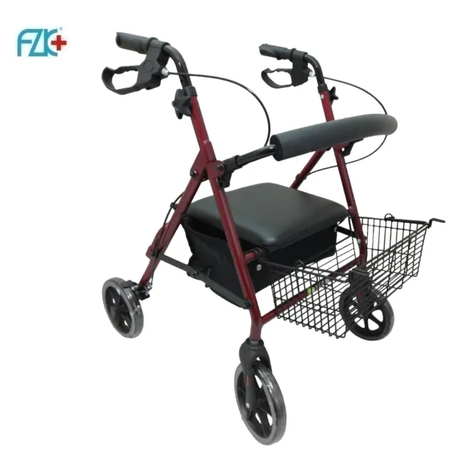 【富士康】鋁製收合式助步車(鋁合金材質#可收合設計#附置物籃#可煞車)
