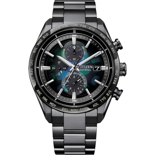 【CITIZEN 星辰】100週年 宇宙幻彩限定款 LAYERS of TIME ATTESA 鈦金屬光動能電波手錶 42mm(AT8286-65E)