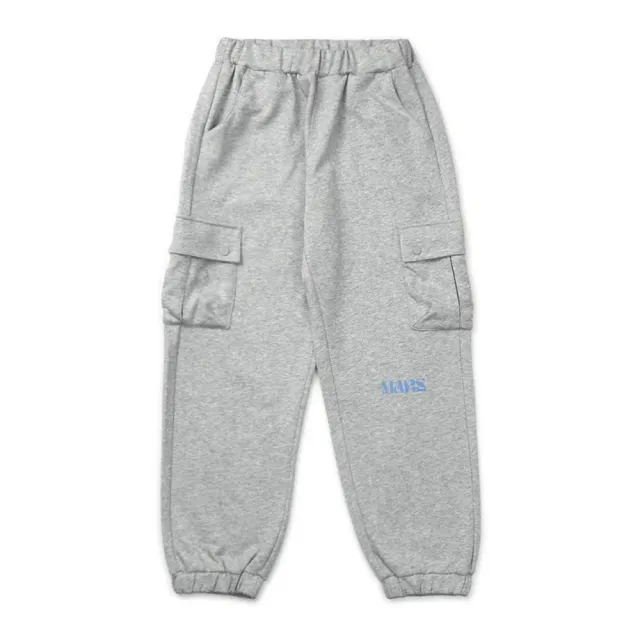 【MARS】童裝-舒適雙邊口袋鬆緊束口長褲(灰色)