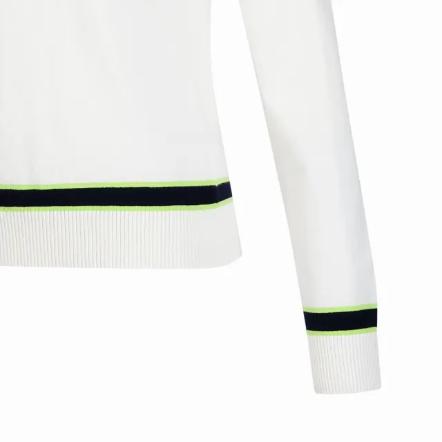 【PING】女款典雅仿貂毛紗V領長袖針織毛衣-白(GOLF/高爾夫球衫/RH24221-73)