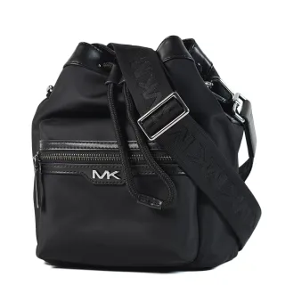 【Michael Kors】LAUTNER 男款 高密度尼龍束口斜背水桶包-黑色/迷你款