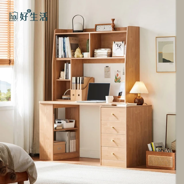 hoi! 好好生活 預購★源氏木語簡白奶油風實木化妝桌1M 