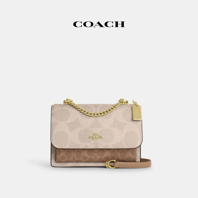 COACH 蔻馳官方直營 KLARE撞色經典Logo斜背手袋-IM/沙黃色/棕黃色(CY678)