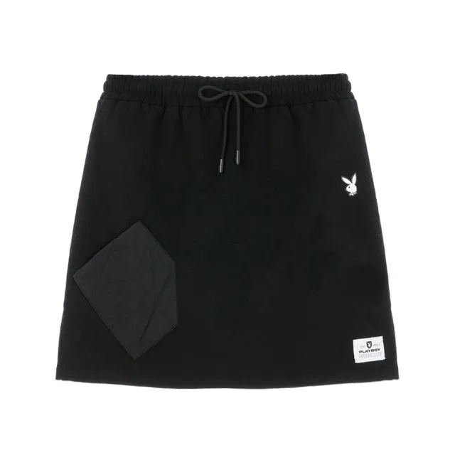 【PLAYBOY】內刷毛衍縫貼袋褲裙(黑色)
