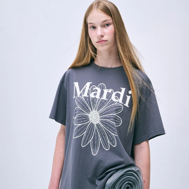 MARDI MERCREDI 印花短TEE 鐵灰色 經典小雛菊 象牙白花 寬鬆 UNISEX TSHIRT FLOWERMARDI