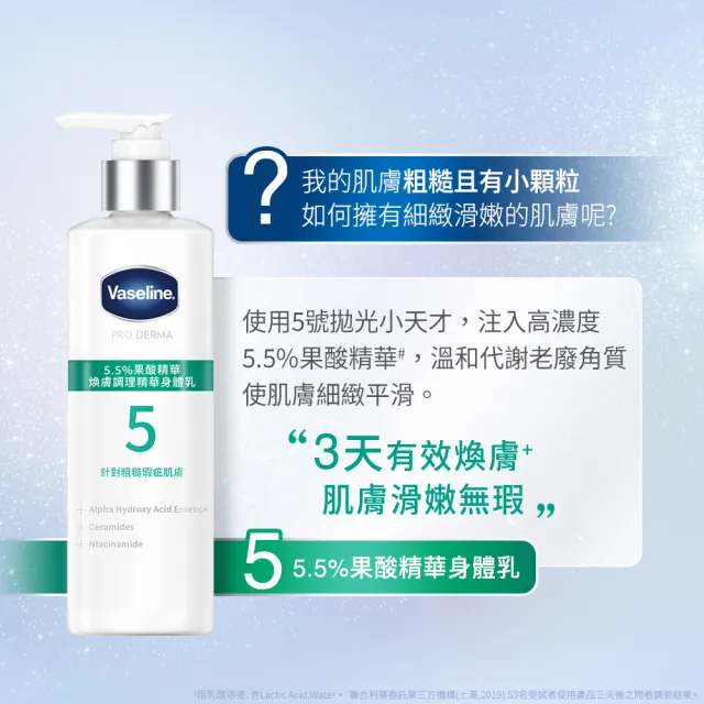 【Vaseline 凡士林】官方直營 全能精華身體乳250mlx3入(菸鹼醯胺/玻尿酸/果酸精華/撫紋A酯)