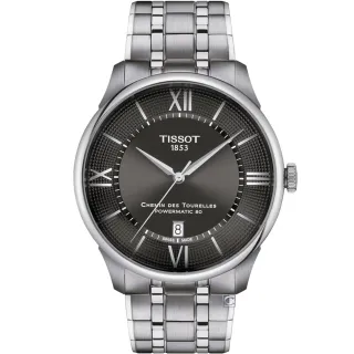 【TISSOT 天梭】Chemin Des Tourelles Powermatic 80 杜魯爾機械腕錶  男錶  手錶 (T1394071106800/灰色)
