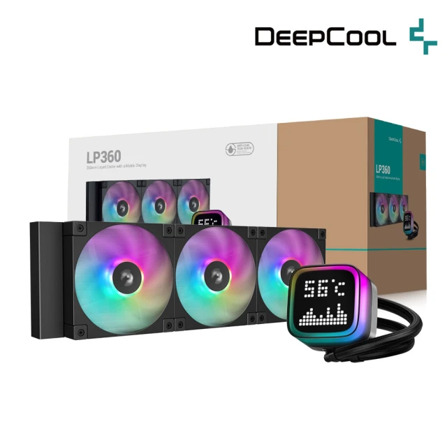 DeepCool 九州風神 LP360 CPU一體式360水冷散熱器(黑色/ARGB光環點陣屏幕)