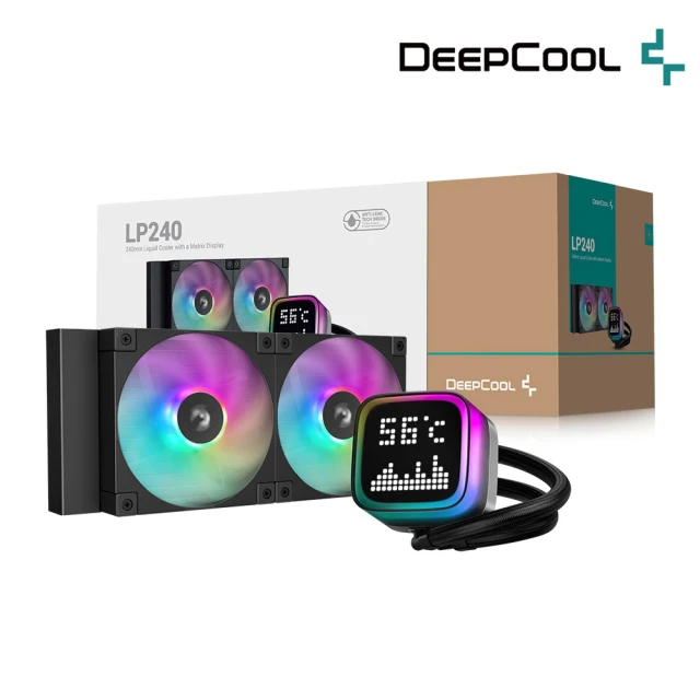 DeepCool 九州風神 LP240 CPU一體式240水冷散熱器(黑色/ARGB光環點陣屏幕)