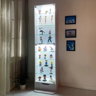 【BuyJM】加深40公分附LED抽屜式高180公分燈低甲醛十層玻璃展示櫃(公仔櫃/置物櫃/收納櫃/玻璃櫃)