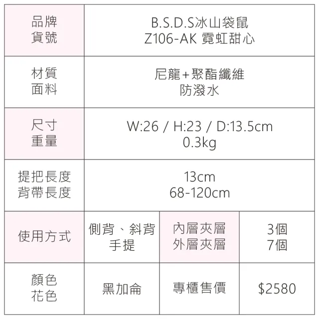 【冰山袋鼠】霓虹甜心 - 菱格多口袋兩用手提包 - 黑加侖(Z106-AK)